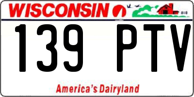 WI license plate 139PTV