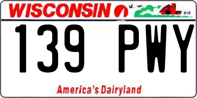 WI license plate 139PWY