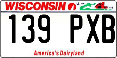 WI license plate 139PXB