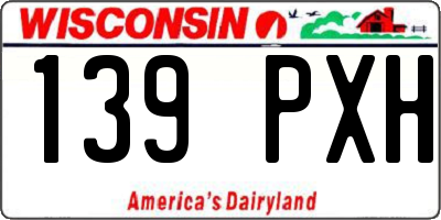 WI license plate 139PXH