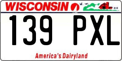 WI license plate 139PXL