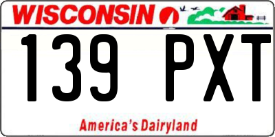 WI license plate 139PXT