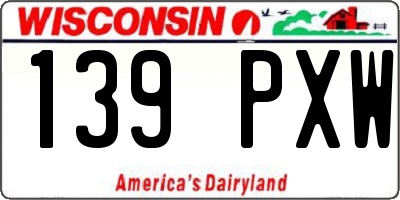WI license plate 139PXW