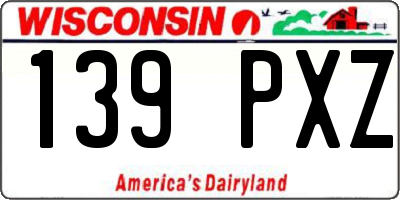 WI license plate 139PXZ