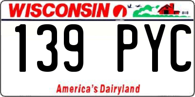 WI license plate 139PYC