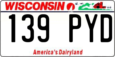 WI license plate 139PYD