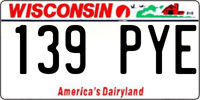 WI license plate 139PYE