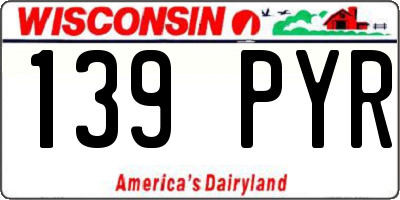 WI license plate 139PYR