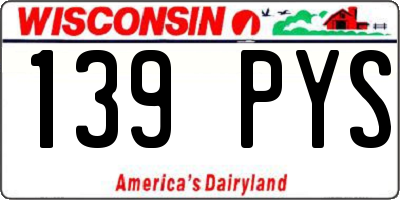 WI license plate 139PYS