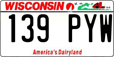 WI license plate 139PYW