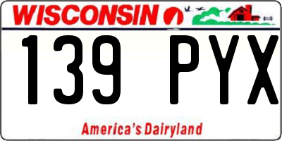 WI license plate 139PYX