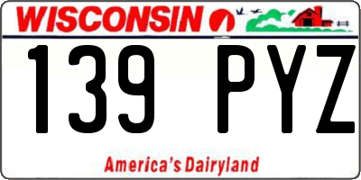 WI license plate 139PYZ