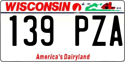 WI license plate 139PZA