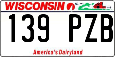 WI license plate 139PZB