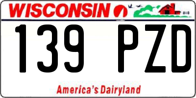WI license plate 139PZD