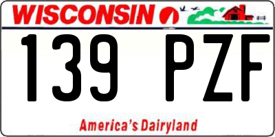 WI license plate 139PZF