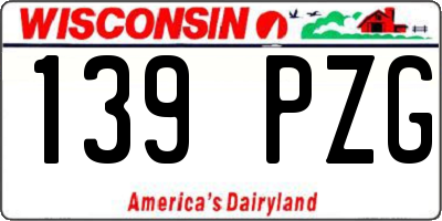 WI license plate 139PZG