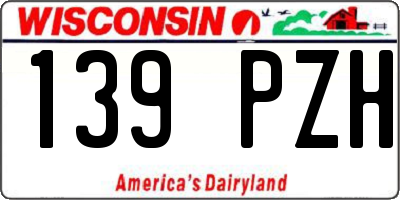 WI license plate 139PZH