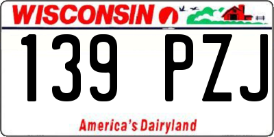 WI license plate 139PZJ