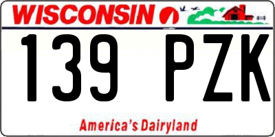 WI license plate 139PZK