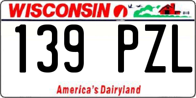 WI license plate 139PZL