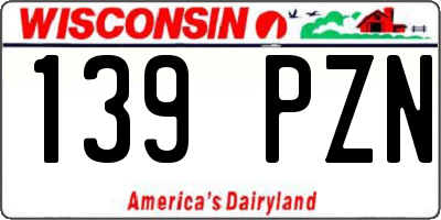 WI license plate 139PZN