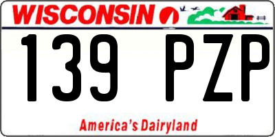 WI license plate 139PZP