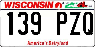 WI license plate 139PZQ