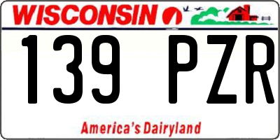WI license plate 139PZR