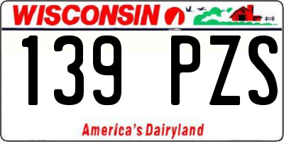 WI license plate 139PZS