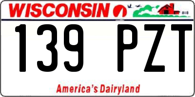 WI license plate 139PZT