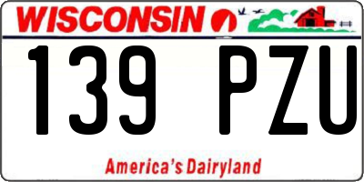 WI license plate 139PZU