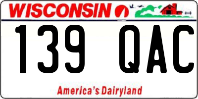 WI license plate 139QAC