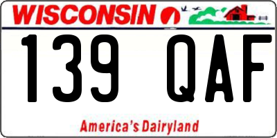 WI license plate 139QAF