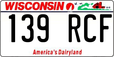 WI license plate 139RCF