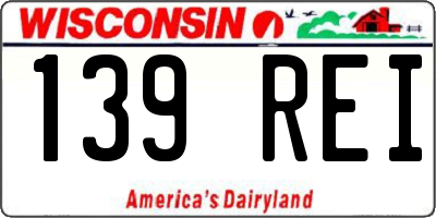 WI license plate 139REI