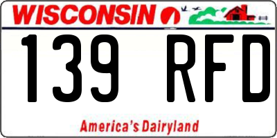 WI license plate 139RFD