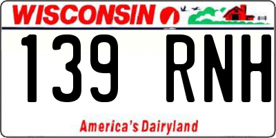 WI license plate 139RNH