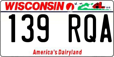 WI license plate 139RQA