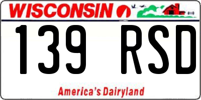 WI license plate 139RSD