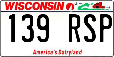 WI license plate 139RSP