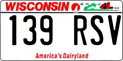 WI license plate 139RSV