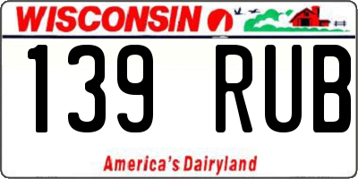 WI license plate 139RUB