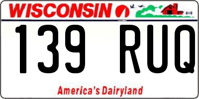 WI license plate 139RUQ