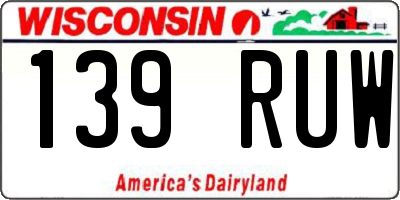 WI license plate 139RUW