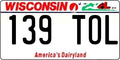 WI license plate 139TOL