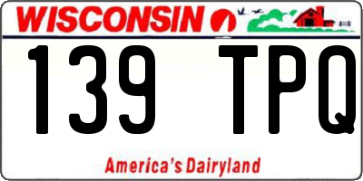 WI license plate 139TPQ