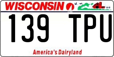 WI license plate 139TPU