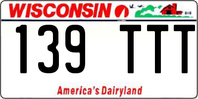 WI license plate 139TTT
