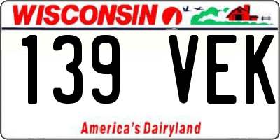 WI license plate 139VEK